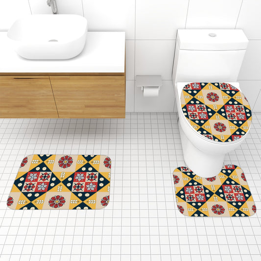 Scandi Diamond Bathroom Rugs Set 3 pcs