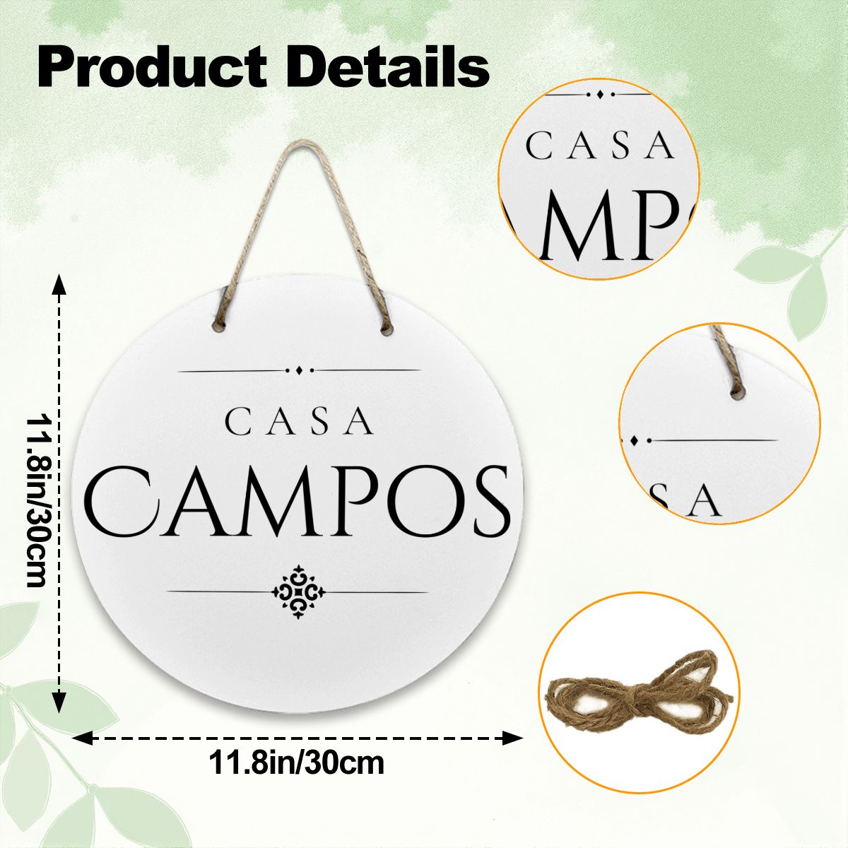 Casa Campos  Wooden Door Sign