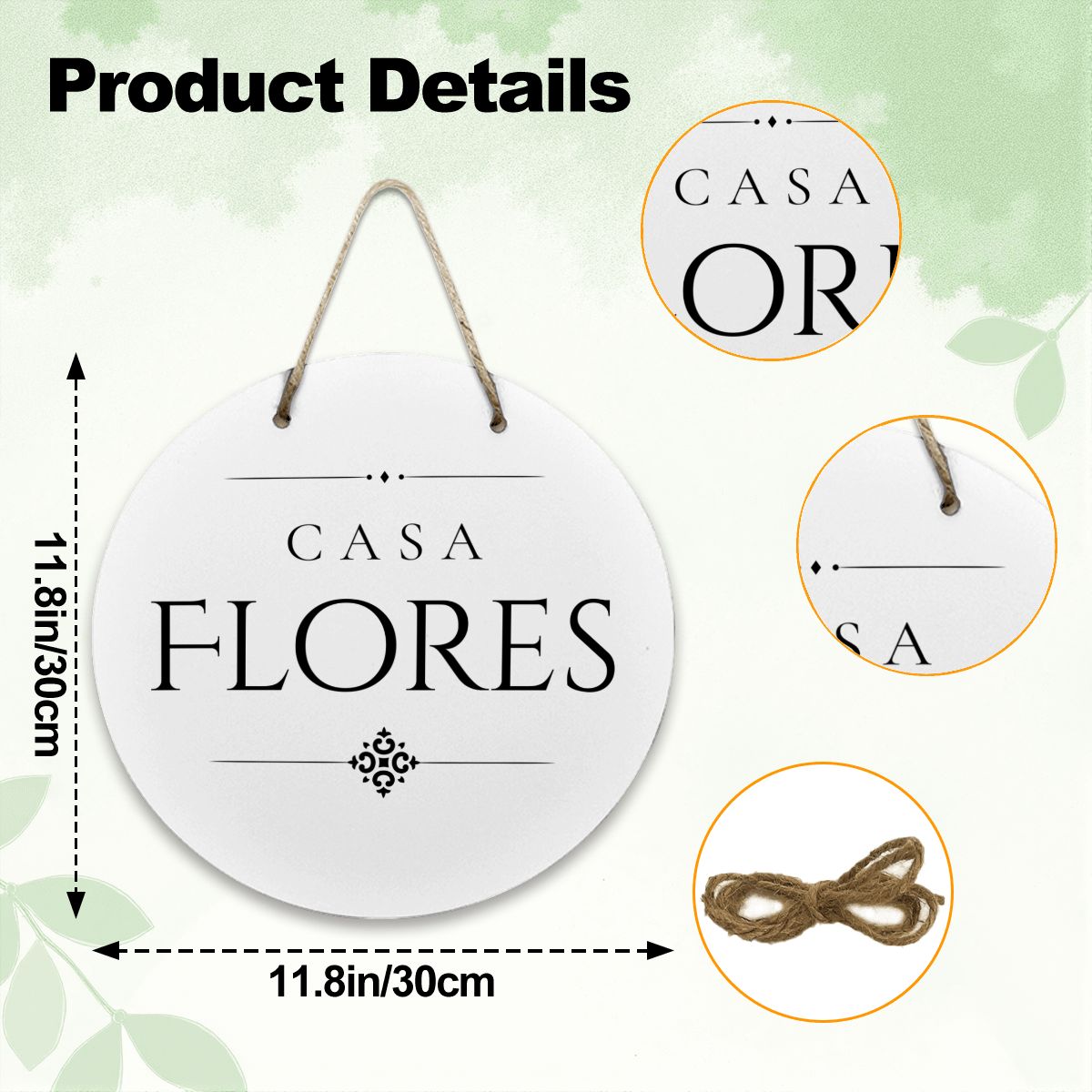 Casa Flores Wooden Door Sign