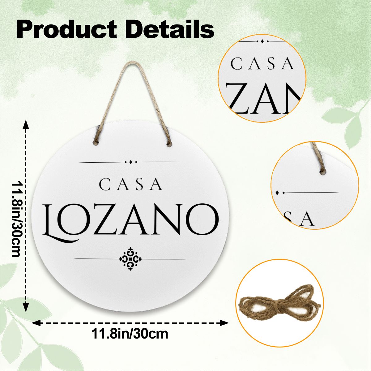 Casa Lozano Wooden Door Sign