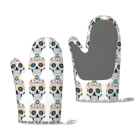 Heritage Sugar Skull Silicone Oven Mitts Heat Resistant Set