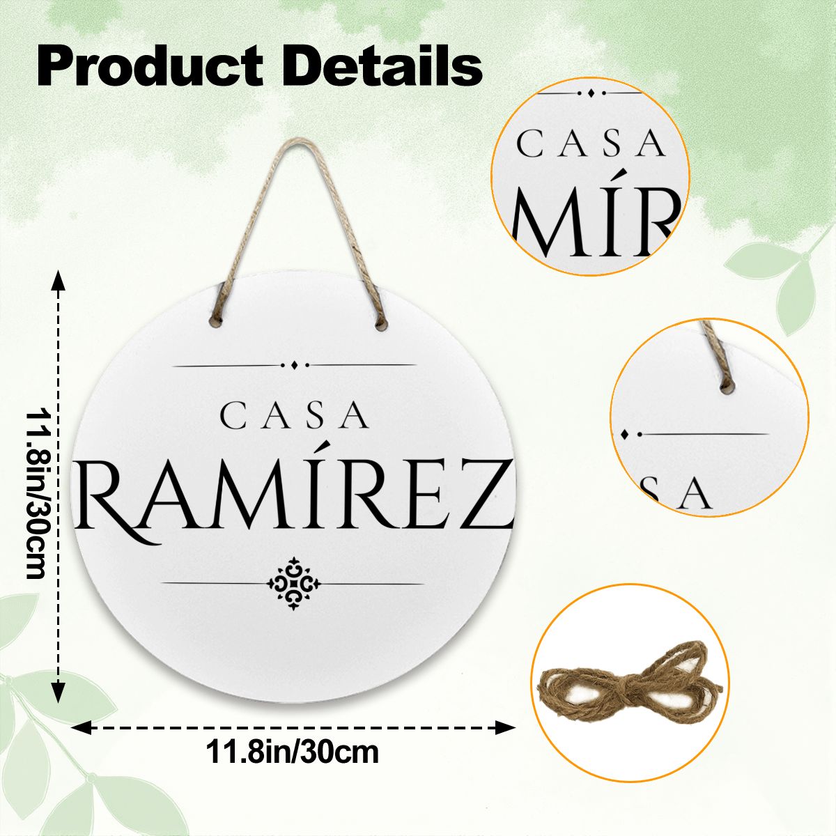Casa Ramírez Wooden Door Sign