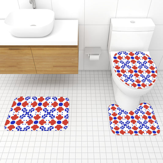 Iberian Bloom Bathroom Rugs Set 3 pcs