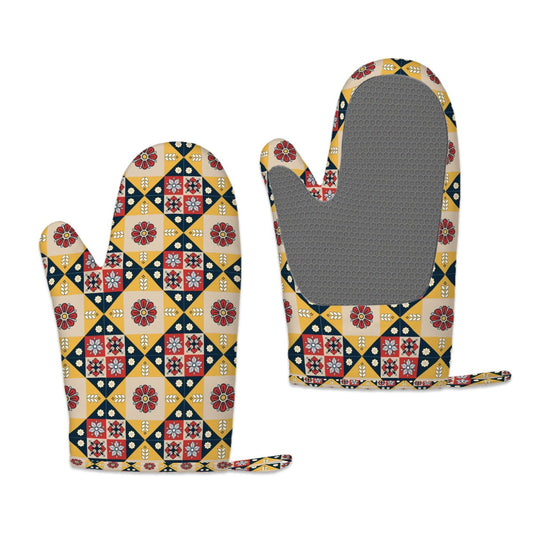 Scandi Diamond Silicone Oven Mitts Heat Resistant Set