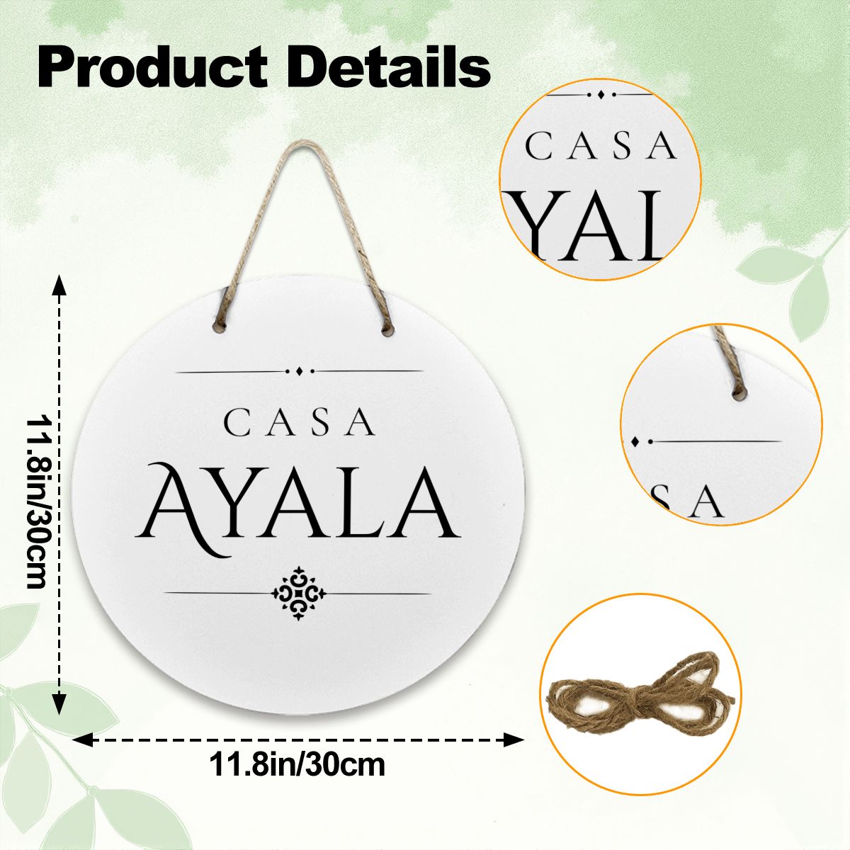 Casa Ayala Wooden Door Sign