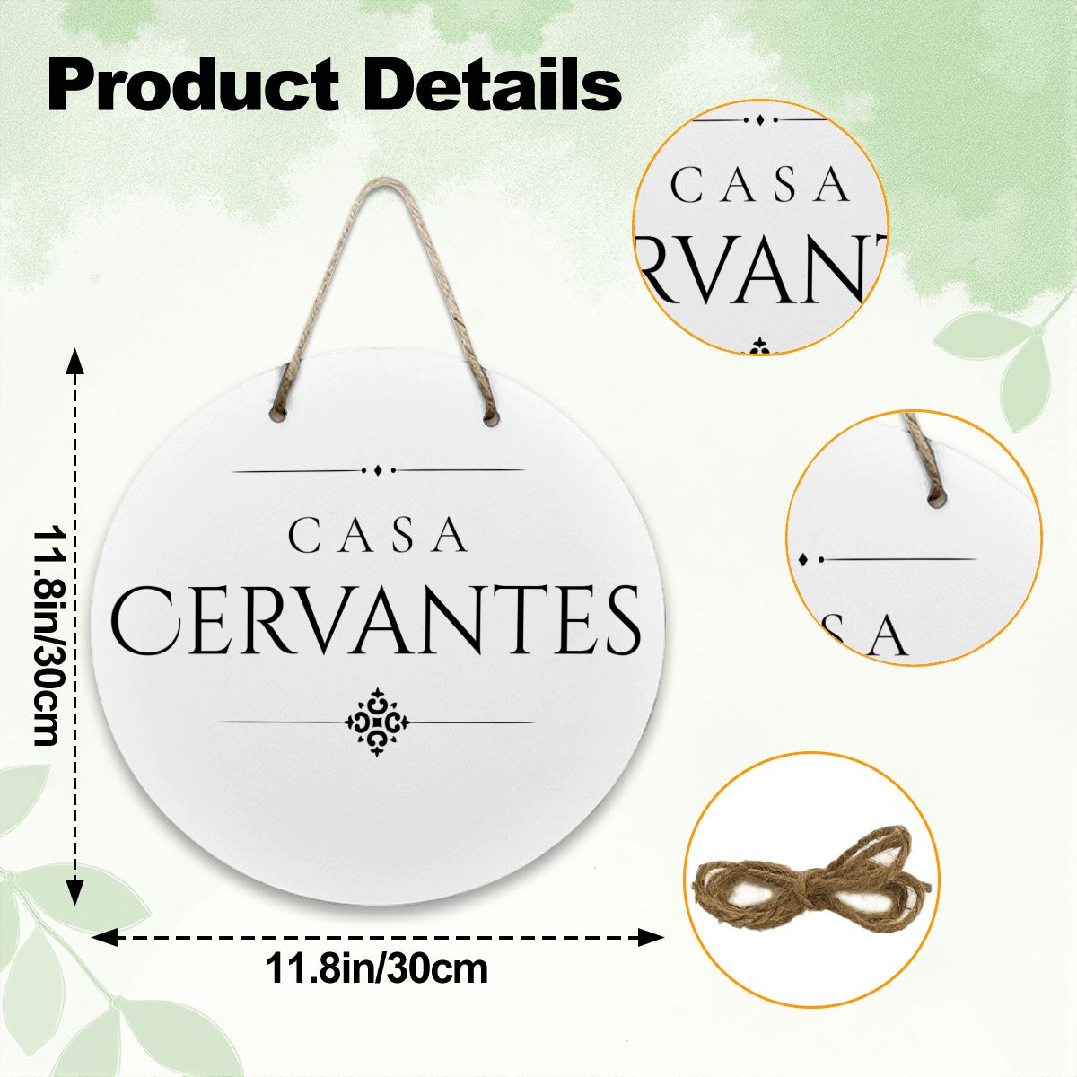 Casa Cervantes Wooden Door Sign