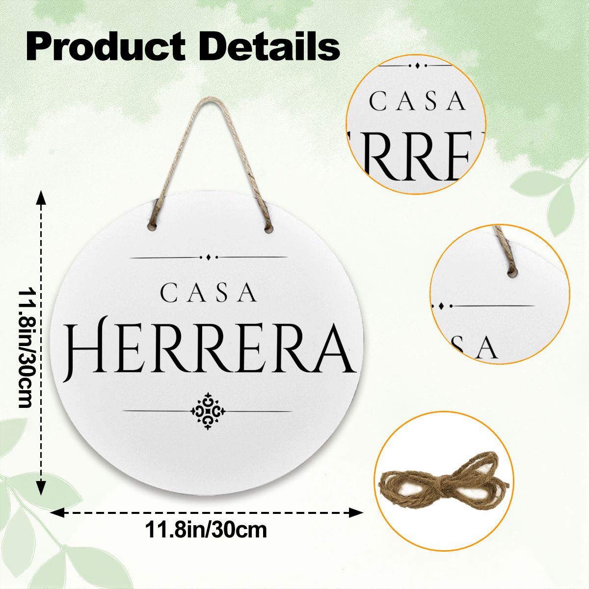 Casa Herrera Wooden Door Sign