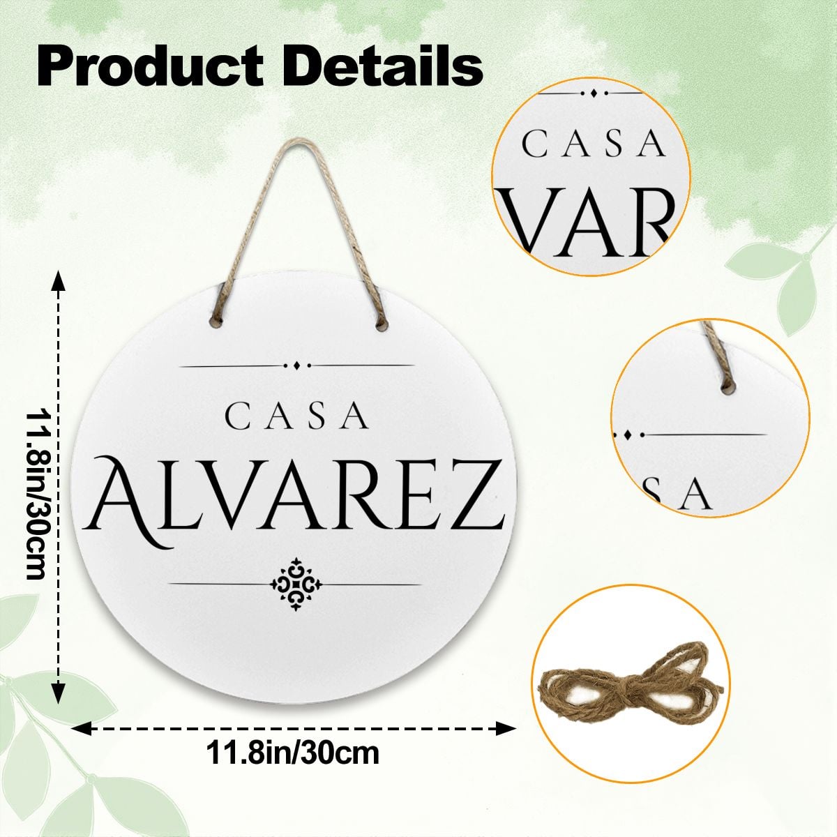 Casa Alvarez Wooden Door Sign