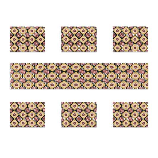 Scandi Diamond Table Runner Placemat Set 7 Pieces