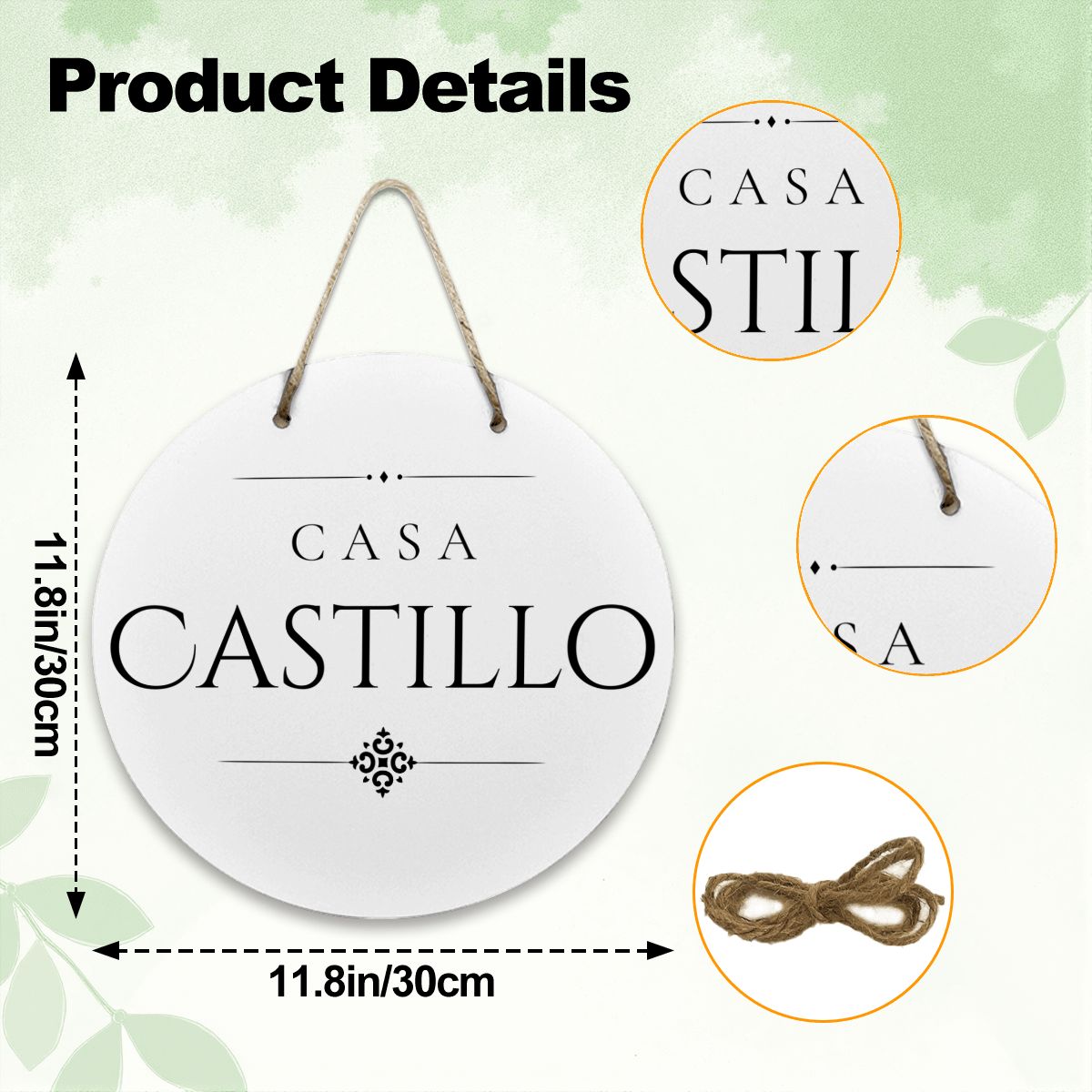 Casa Castillo Wooden Door Sign