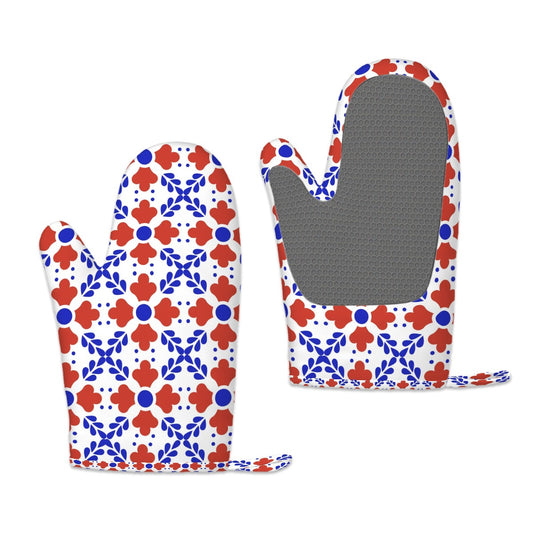 Iberian Bloom Silicone Oven Mitts Heat Resistant Set