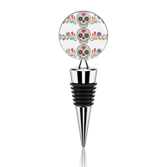 Vibrant Floral Skull Wine Bottle Stopper