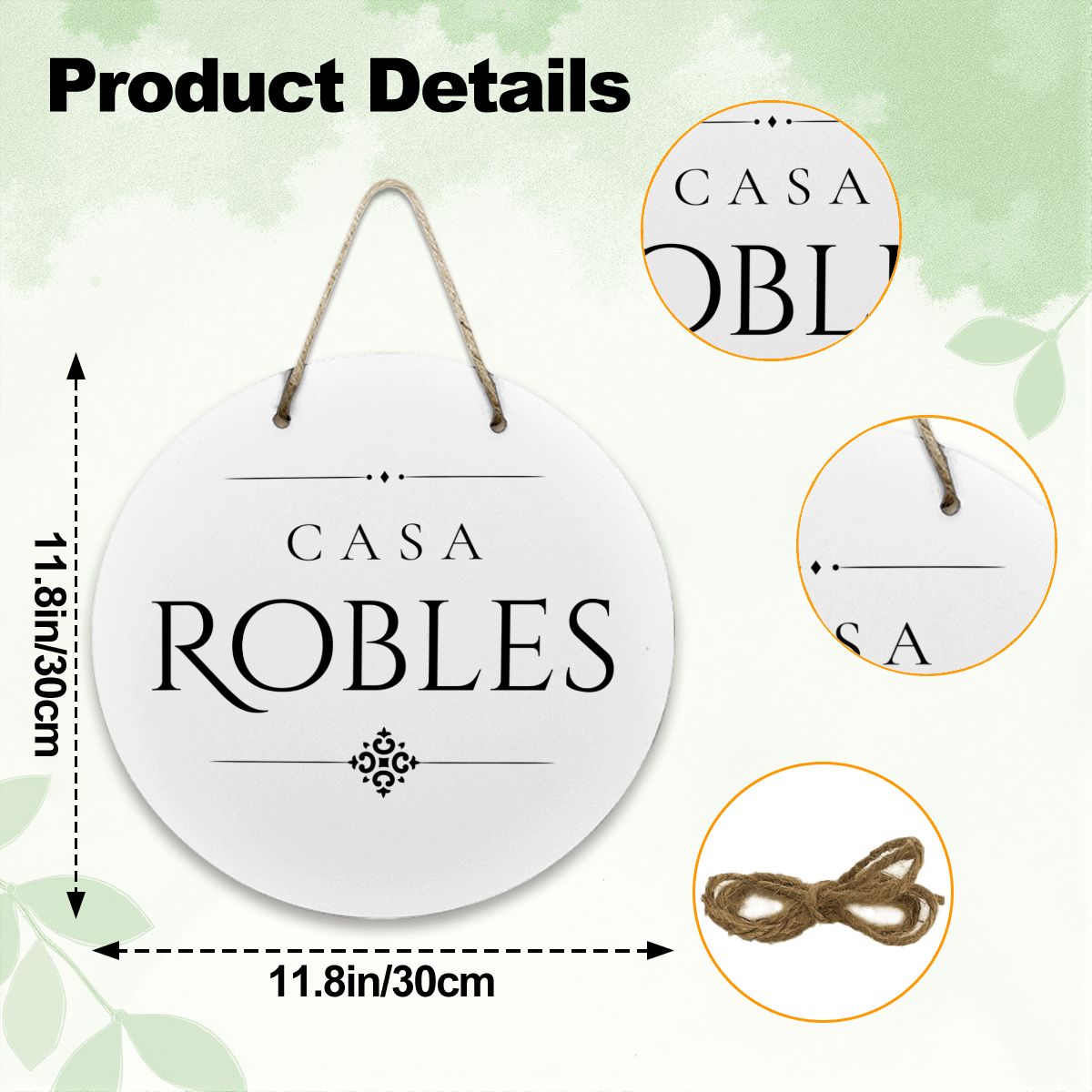 Casa Robles Wooden Door Sign