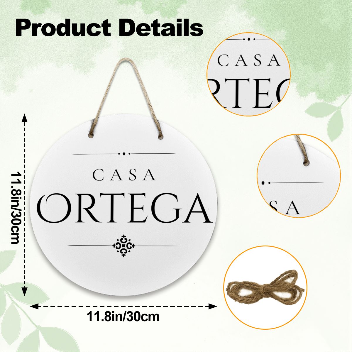 Casa Ortega Wooden Door Sign