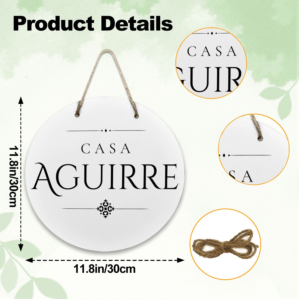 Casa Aguirre Wooden Door Sign