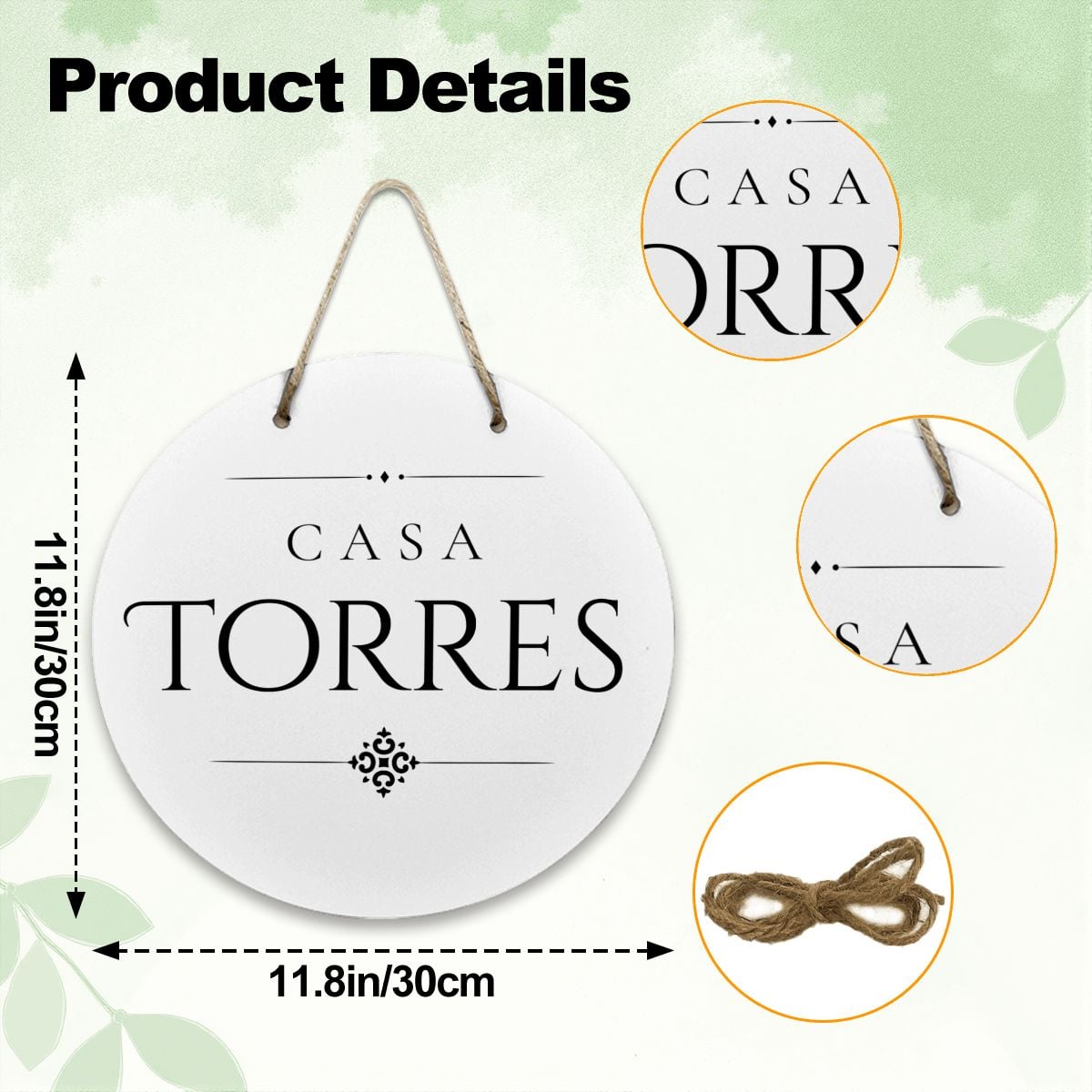 Casa Torres Wooden Door Sign