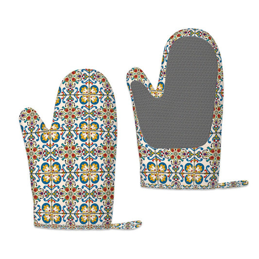 Marrakesh Medallion Silicone Oven Mitts Heat Resistant Set