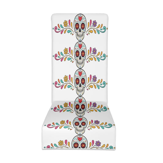 Vibrant Floral Skull Dining Chair Cover