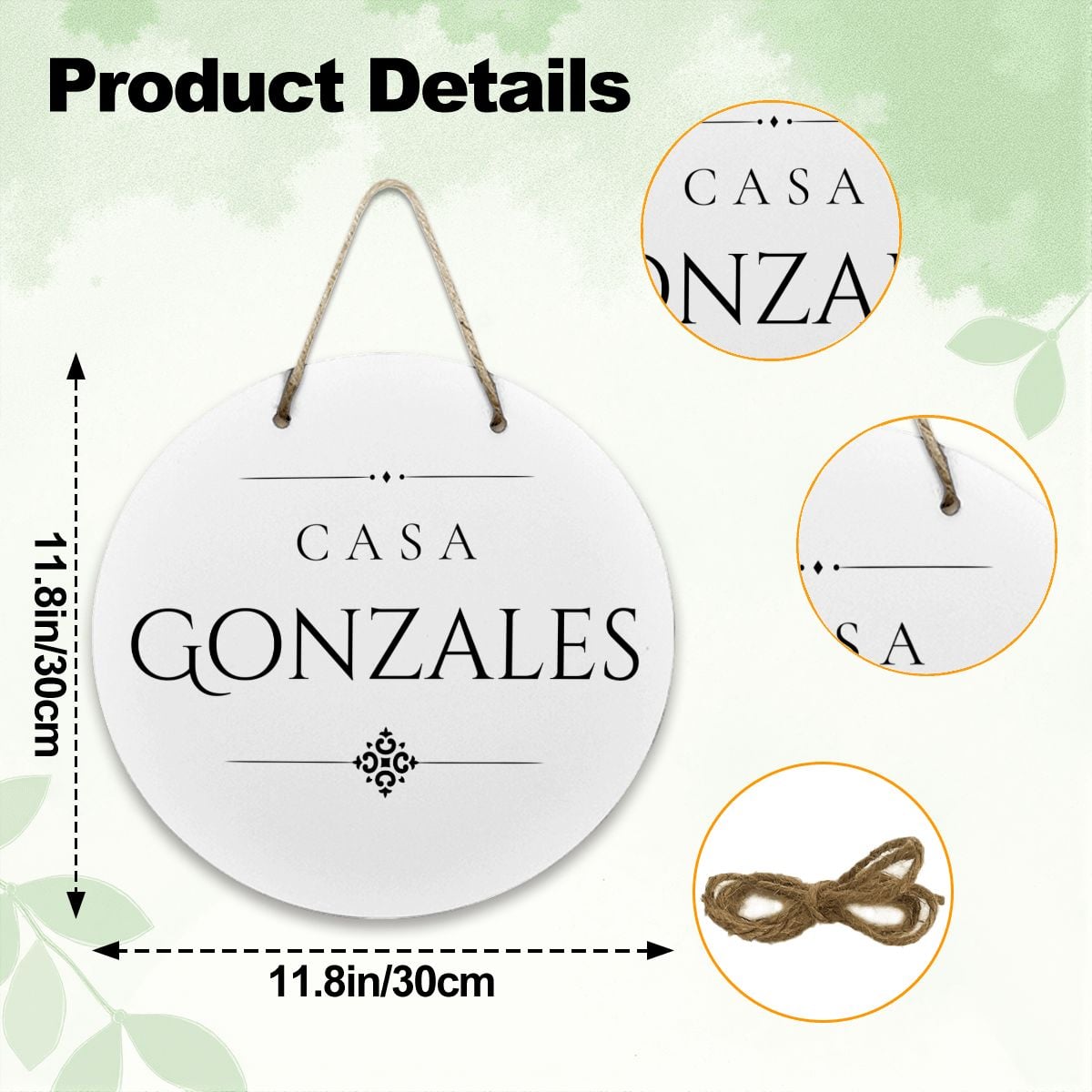 Casa Gonzales Wooden Door Sign