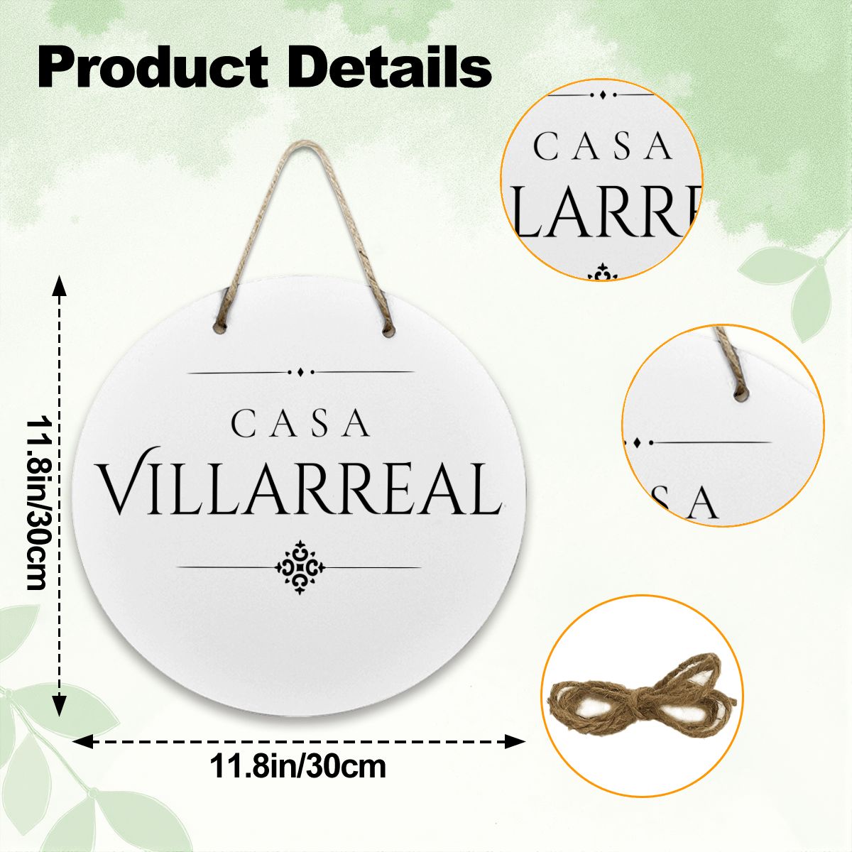Casa Villarreal Wooden Door Sign
