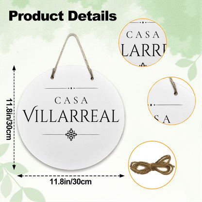Casa Villarreal Wooden Door Sign