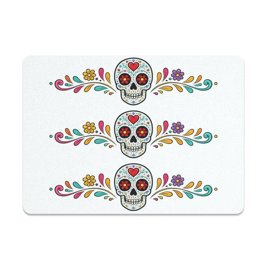 Vibrant Floral Skull Glass Cutting Board
