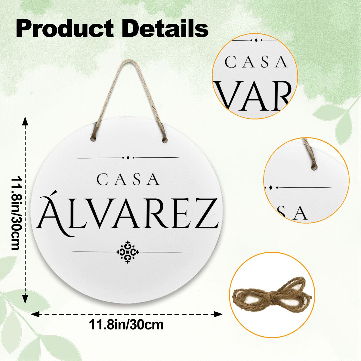 Casa Álvarez Wooden Door Sign