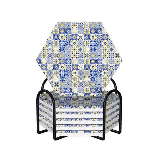 Sevilla Kaleidoscope Hexagon Ceramic Coasters Set of 6