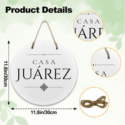 Casa Juárez Wooden Door Sign