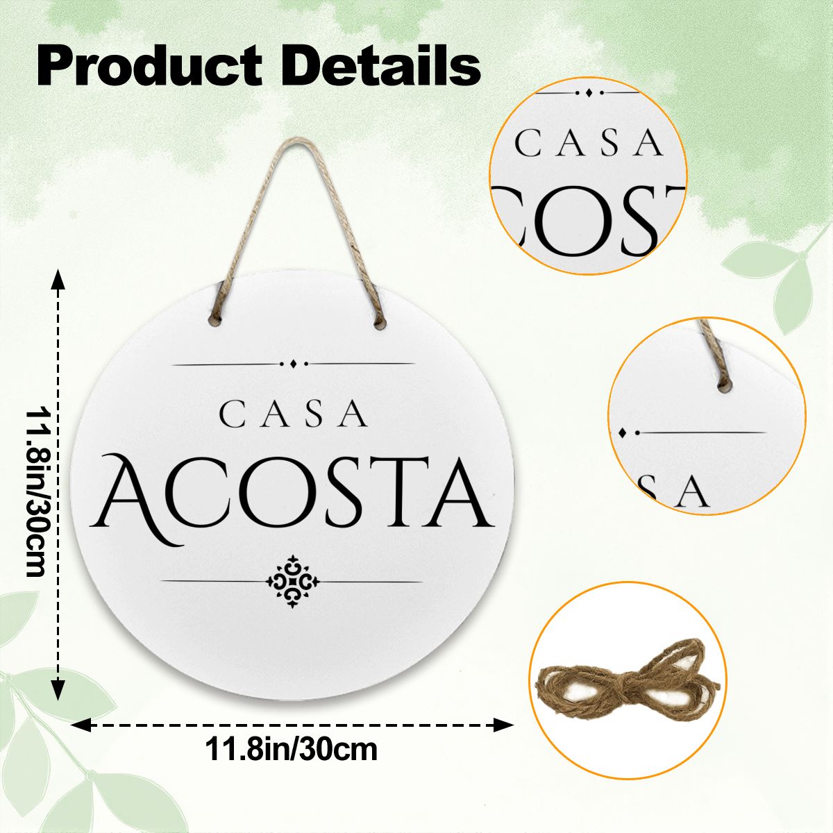 Casa Acosta Wooden Door Sign