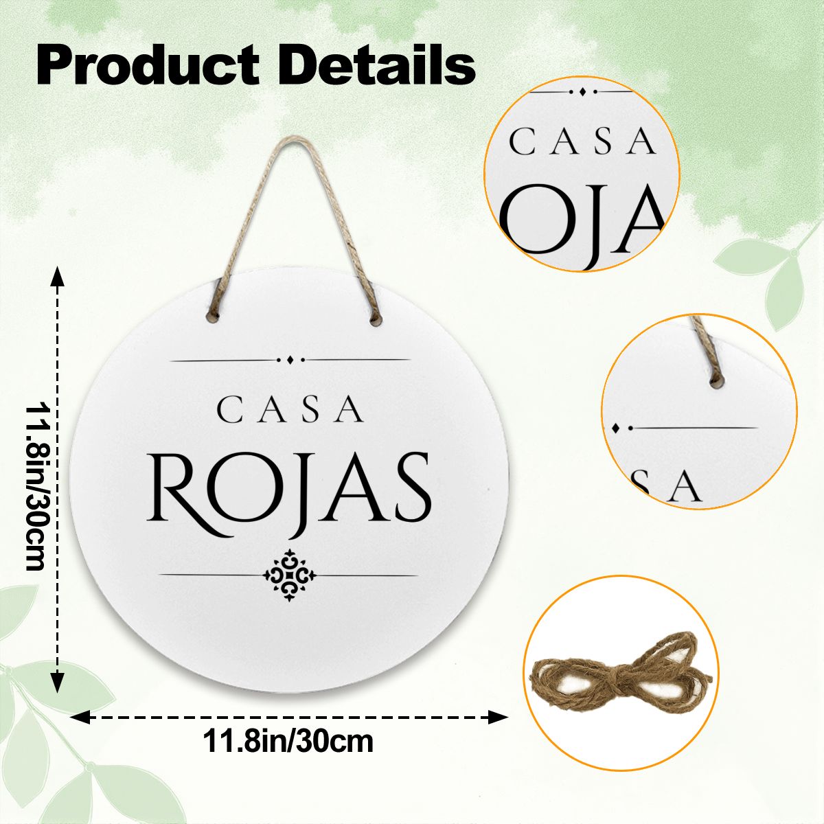Casa Rojas Wooden Door Sign