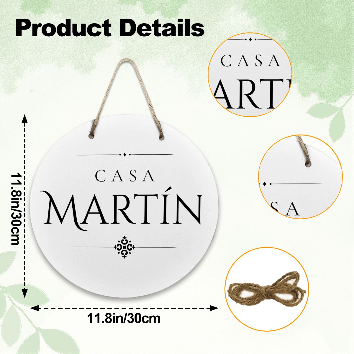 Casa Martín Wooden Door Sign