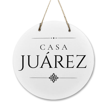 Casa Juárez Wooden Door Sign