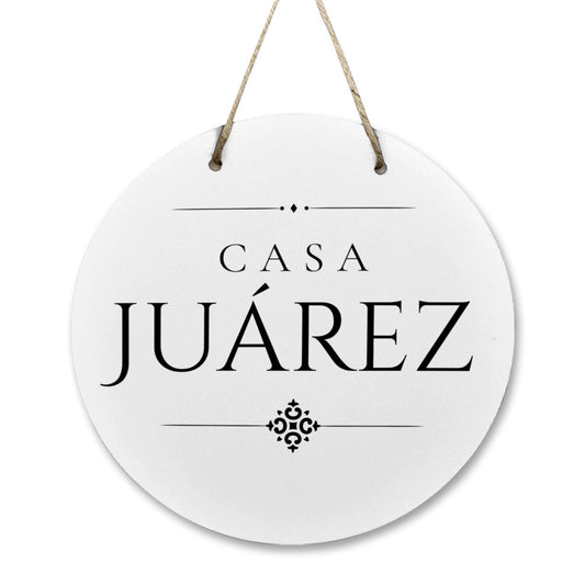 Casa Juárez Wooden Door Sign