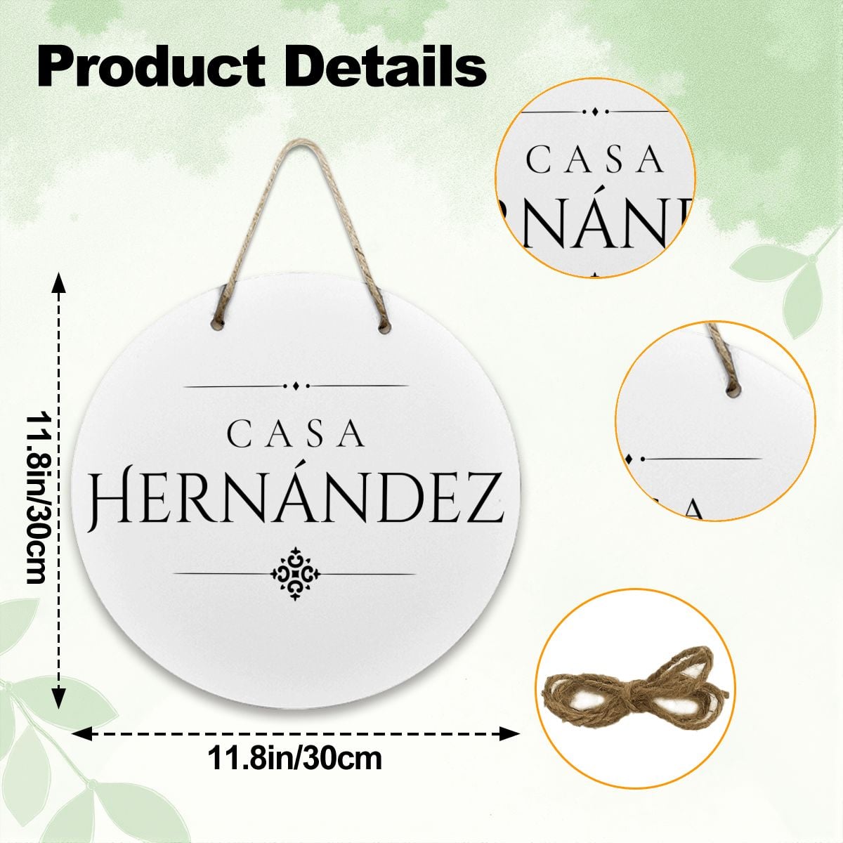 Casa Hernández Wooden Door Sign