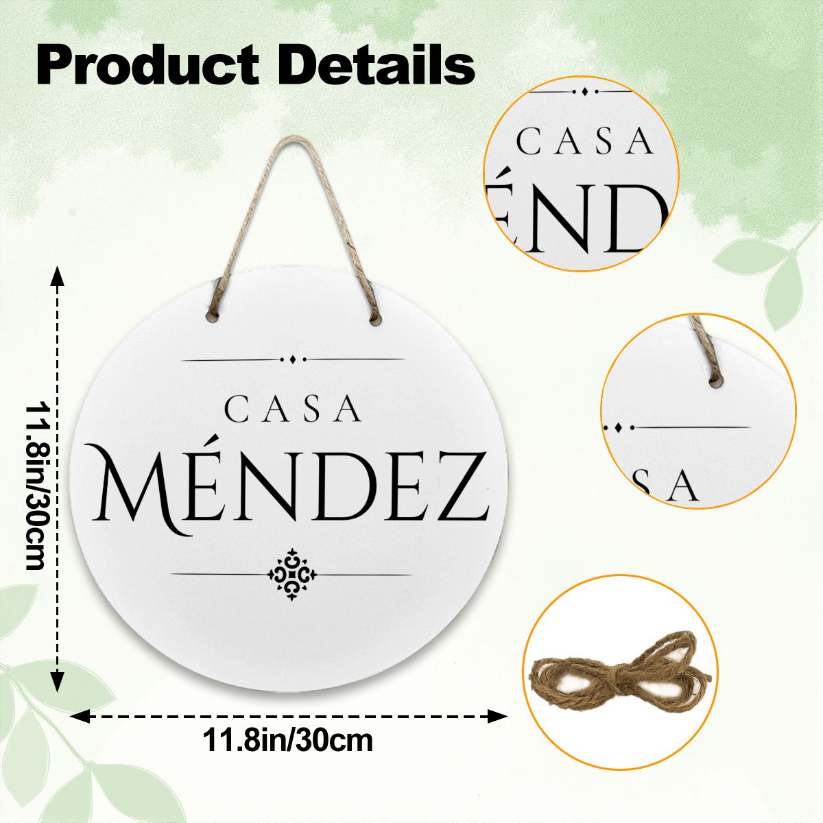 Casa Méndez Wooden Door Sign